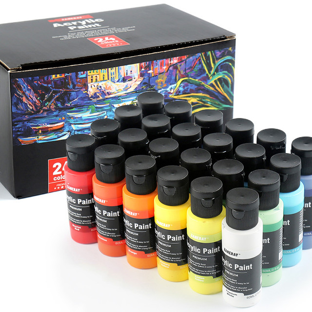 24 Colors 60ml Professional Acrylic Paint Set Waterproof Fabric
